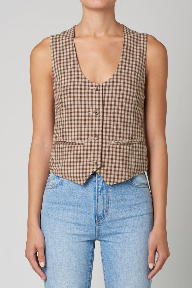 Gingham vest hot sale