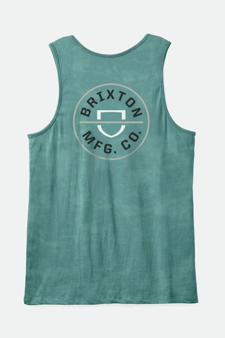 Buy men's BRIXTON Crest Tank Top Spruce Sun Wash