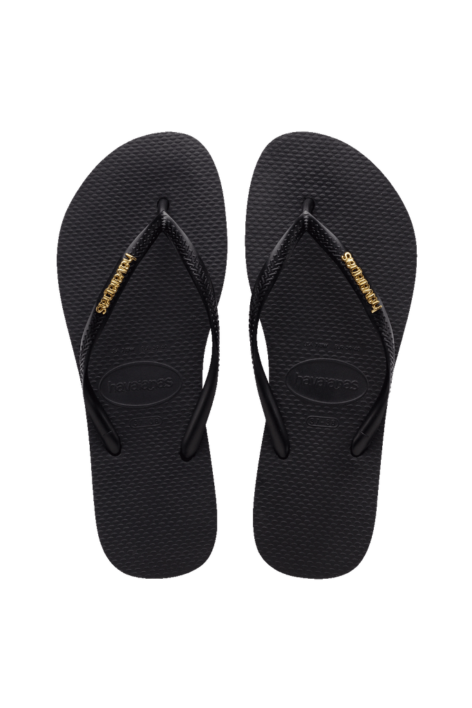 HAVAIANAS Slim Logo Metallic Black Gold