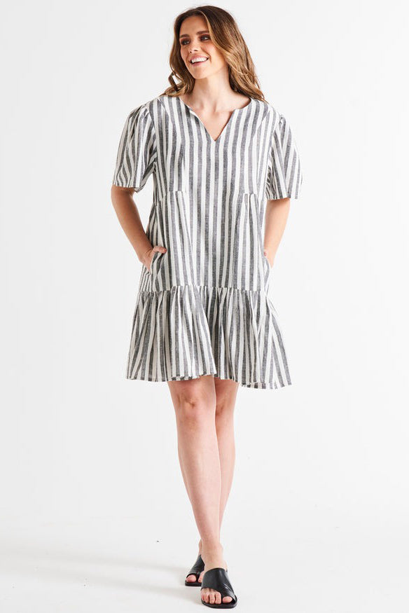 BETTY BASICS Amara Dress Black White Stripe