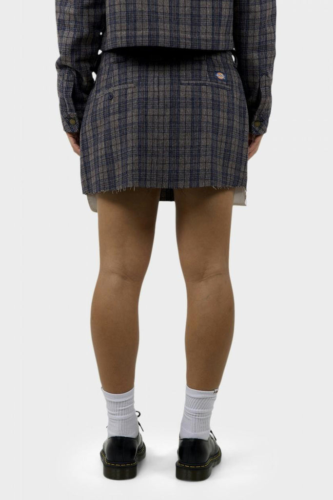 DICKIES Savannah Pleated Mini Skirt Navy Plaid