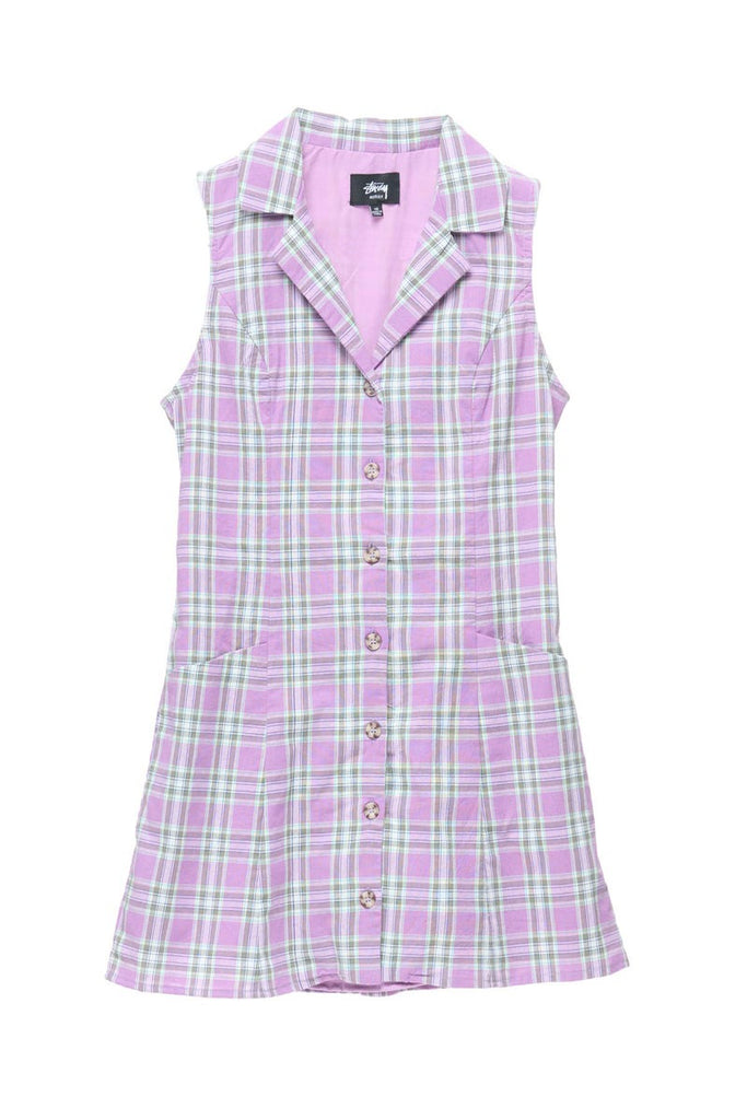 STUSSY Check Tie Back Dress Orchid