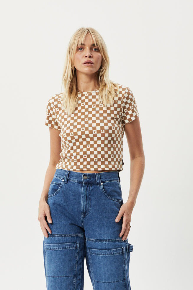 AFENDS Maia Rib T Shirt Toffee