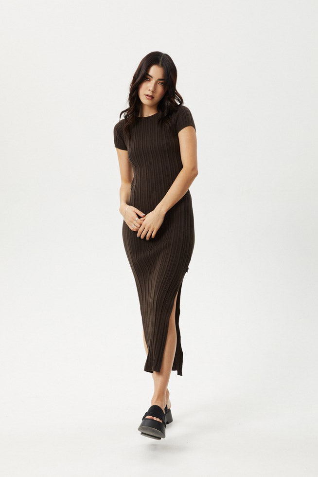 AFENDS Landed Knit Maxi Dress Coffee