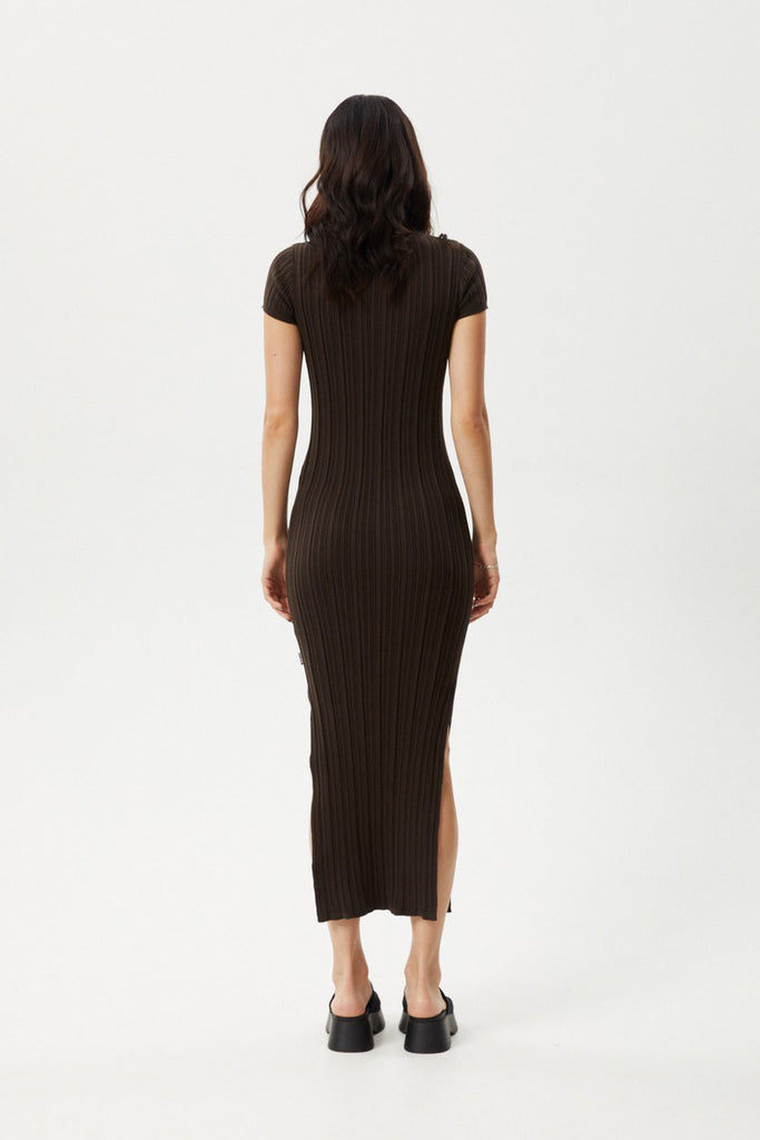AFENDS Landed Knit Maxi Dress Coffee back