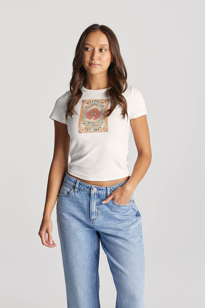 WRANGLER Mystic Eye Staple Rib Tee Vintage White