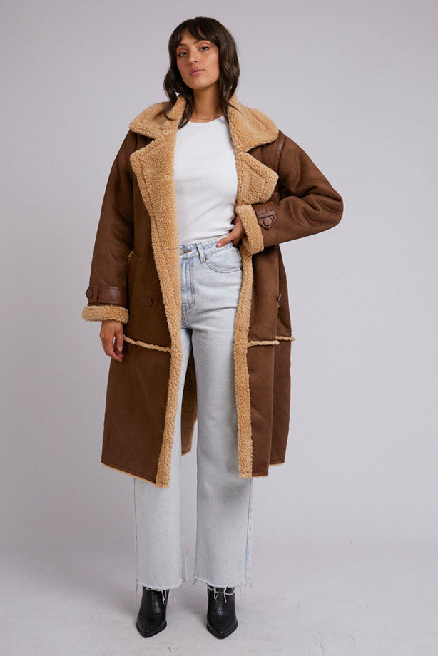 ALL ABOUT EVE Mia Sherpa Coat Brown