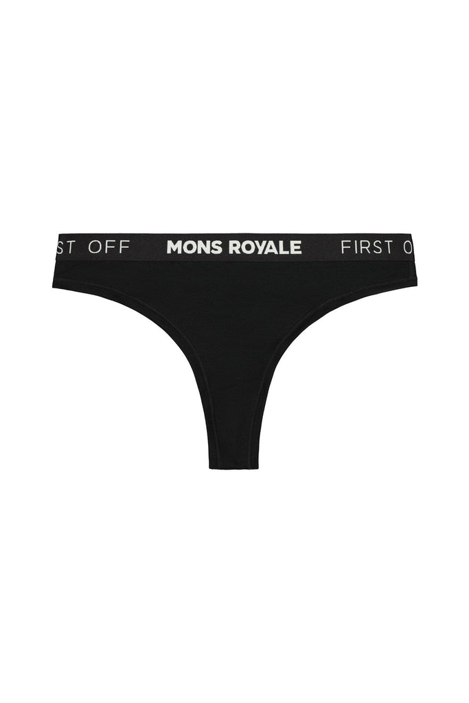 MONS ROYALE Womens Merino Thong Black